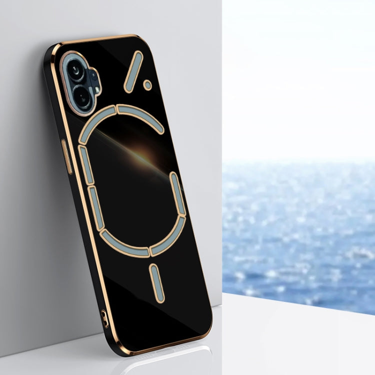 For Nothing Phone 1 XINLI Straight Edge 6D Electroplate TPU Phone Case(Black)