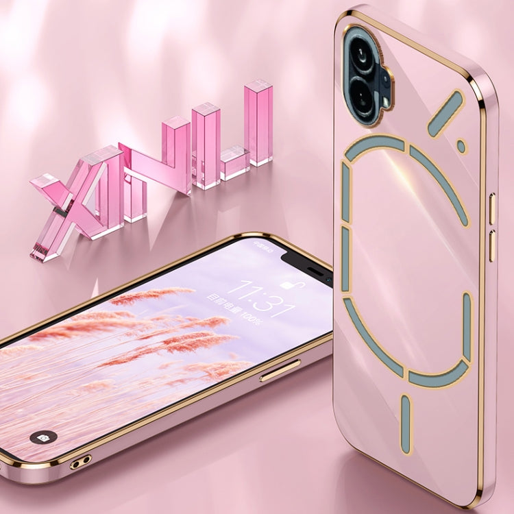 For Nothing Phone 1 XINLI Straight Edge 6D Electroplate TPU Phone Case(Black)