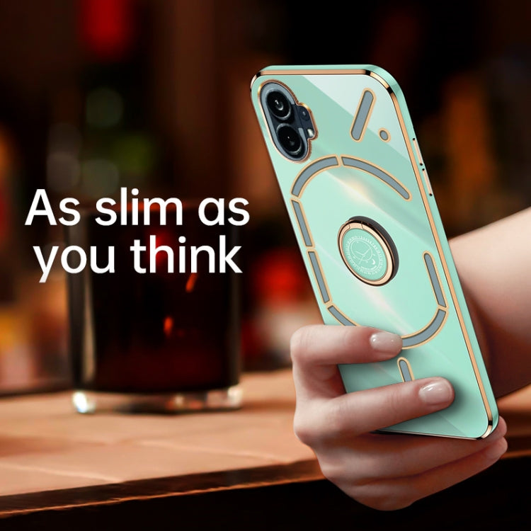 For Nothing Phone 1 XINLI Straight Edge 6D Electroplate TPU Phone Case with Ring Holder(White)