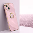 For iPhone 13 XINLI Straight Edge 6D Electroplate TPU Phone Case with Ring Holder(Cherry Purple) - free shipping - PMC TechLife - Order now!