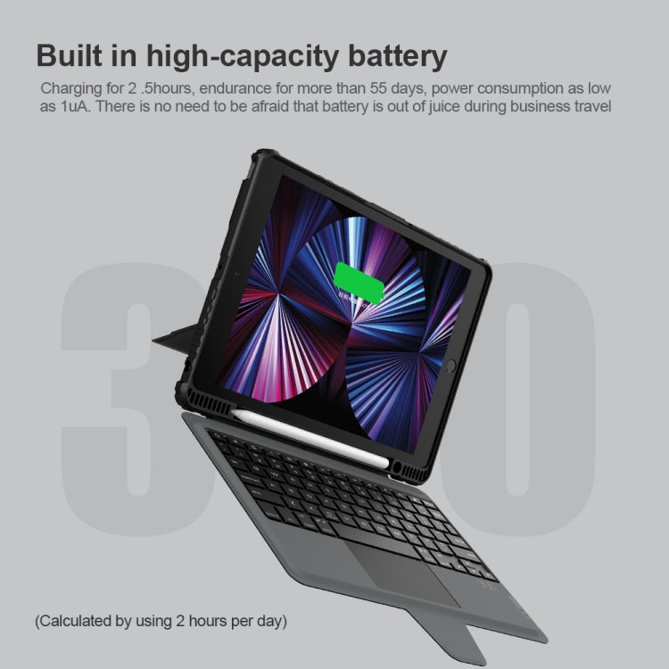 For iPad 10.2 2019/2020/2021 Nillkin Bumper Combo 6 Row Keys Keyboard Case