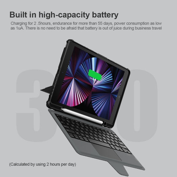 For iPad 10.2 2019/2020/2021 Nillkin Bumper Combo 6 Row Keys Keyboard Case