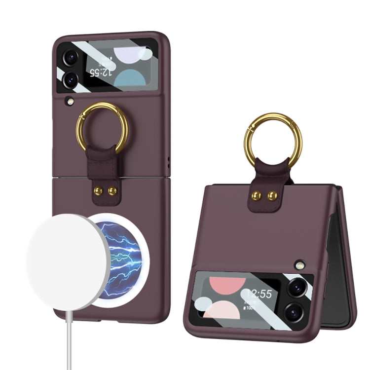 For Samsung Galaxy Z Flip4 GKK MagSafe Ultrathin Integrated Shockproof Phone Case with Ring Holder(Wine Red)