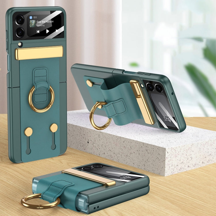 For Samsung Galaxy Z Flip3 5G GKK Ultrathin Shockproof Phone Case with Ring Holder / Wrist Strap(Green)
