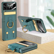 For Samsung Galaxy Z Flip3 5G GKK Ultrathin Shockproof Phone Case with Ring Holder / Wrist Strap(Green) - Galaxy Phone Cases by GKK | Online Shopping South Africa | PMC TechLife