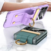 For Samsung Galaxy Z Flip3 5G GKK Ultrathin Shockproof Phone Case with Ring Holder / Wrist Strap(Pink)