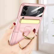 For Samsung Galaxy Z Flip3 5G GKK Ultrathin Shockproof Phone Case with Ring Holder / Wrist Strap(Pink)