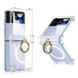 For Samsung Galaxy Z Flip4 GKK MagSafe Airbag Hinge Shockproof Phone Case with Ring Holder(Transparent) - Galaxy Z Flip4 5G Cases by GKK | Online Shopping South Africa | PMC TechLife | Buy Now Pay Later Mobicred