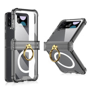 For Samsung Galaxy Z Flip4 GKK MagSafe Airbag Hinge Shockproof Phone Case with Ring Holder(Black)