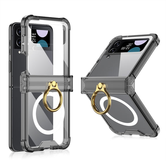 For Samsung Galaxy Z Flip4 GKK MagSafe Airbag Hinge Shockproof Phone Case with Ring Holder(Black)