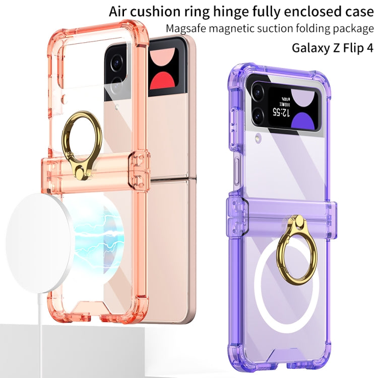 For Samsung Galaxy Z Flip4 GKK MagSafe Airbag Hinge Shockproof Phone Case with Ring Holder(Black)