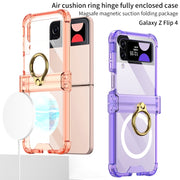 For Samsung Galaxy Z Flip4 GKK MagSafe Airbag Hinge Shockproof Phone Case with Ring Holder(Black)