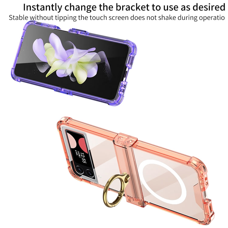 For Samsung Galaxy Z Flip4 GKK MagSafe Airbag Hinge Shockproof Phone Case with Ring Holder(Transparent)