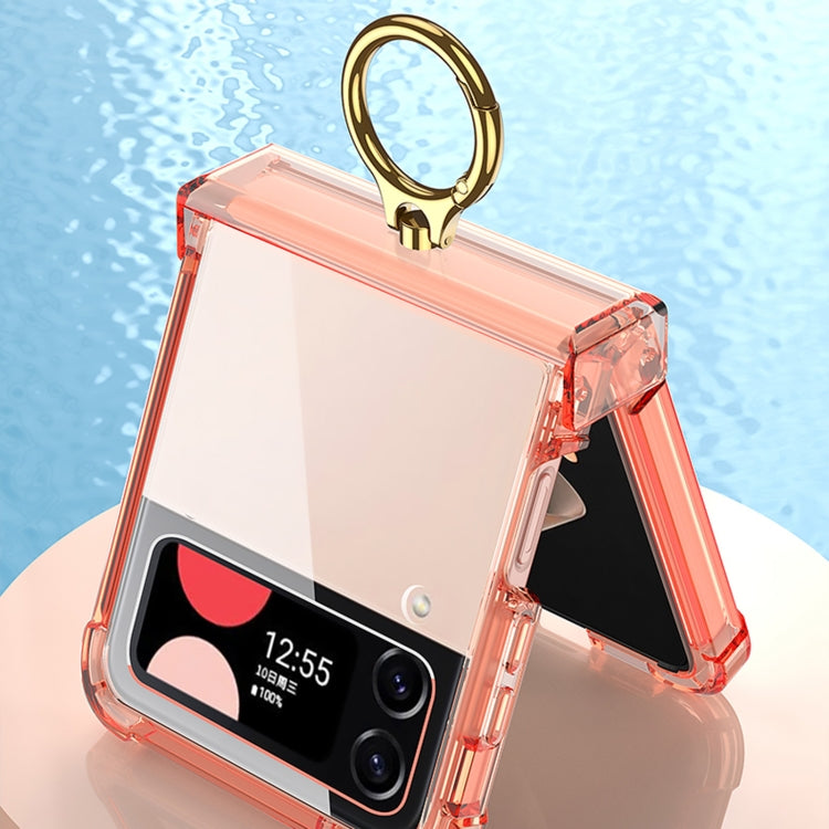 For Samsung Galaxy Z Flip4 GKK Airbag Hinge Shockproof Phone Case with Ring Holder(Orange)