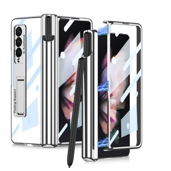 For Samsung Galaxy Z Fold3 5G GKK Magnetic Fold Hinge Shockproof Phone Case with Pen Slots(Silver)