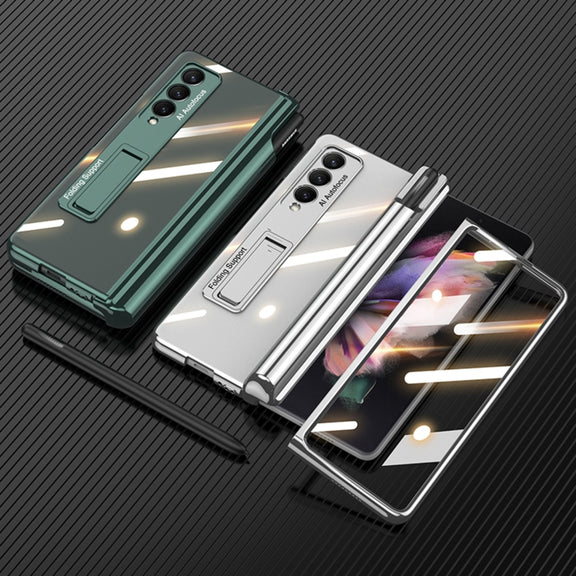 For Samsung Galaxy Z Fold3 5G GKK Magnetic Fold Hinge Shockproof Phone Case with Pen Slots(Green)