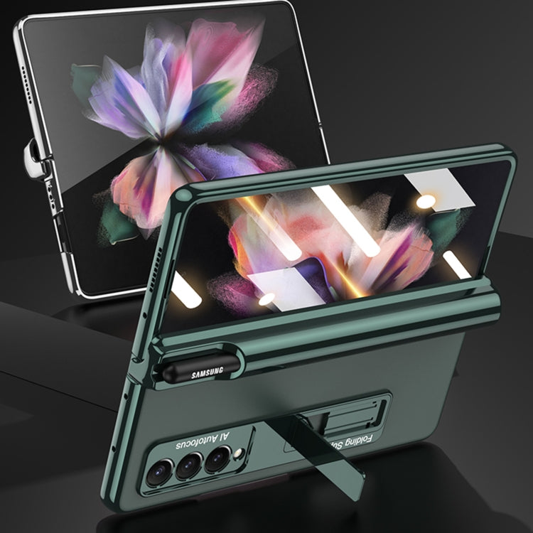 For Samsung Galaxy Z Fold3 5G GKK Magnetic Fold Hinge Shockproof Phone Case with Pen Slots(Green)