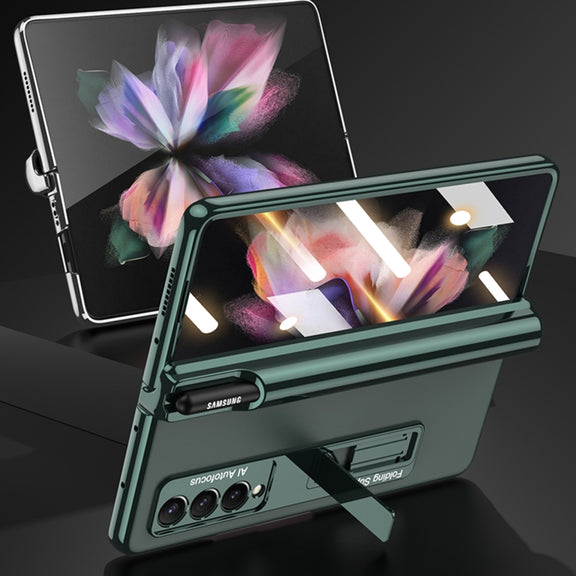 For Samsung Galaxy Z Fold3 5G GKK Magnetic Fold Hinge Shockproof Phone Case with Pen Slots(Green)