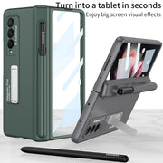 For Samsung Galaxy Z Fold3 5G GKK Full Coverage Magnetic Fold Hinge Shockproof Phone Case with Pen Slots(Gold)