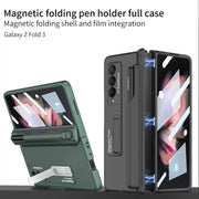 For Samsung Galaxy Z Fold3 5G GKK Full Coverage Magnetic Fold Hinge Shockproof Phone Case with Pen Slots(Gold)