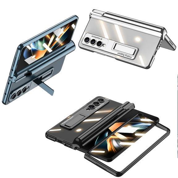 For Samsung Galaxy Z Fold4 GKK Magnetic Fold Hinge Shockproof Phone Case with Pen Slots(Gold)