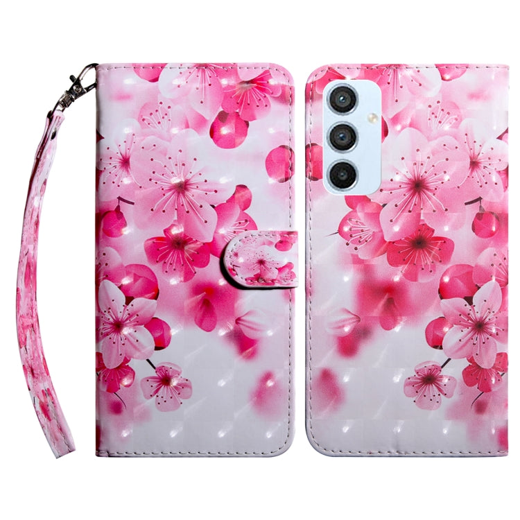 For Samsung Galaxy A54 5G 3D Painted Leather Phone Case(Red Flower)