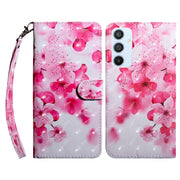 For Samsung Galaxy A54 5G 3D Painted Leather Phone Case(Red Flower)