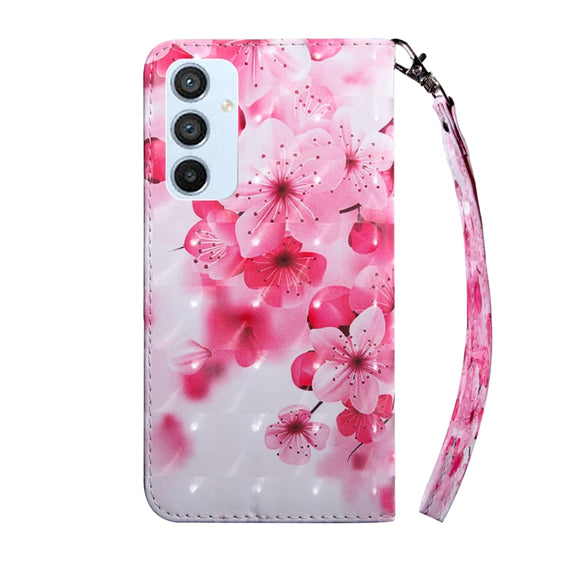 For Samsung Galaxy A54 5G 3D Painted Leather Phone Case(Red Flower)