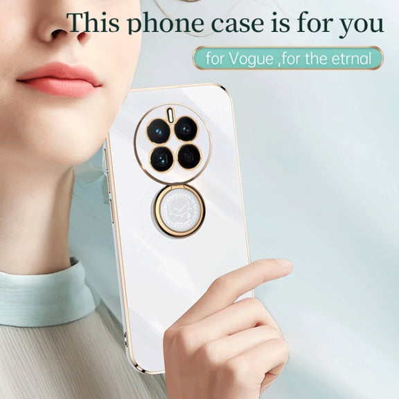 For Huawei nova 10 XINLI Straight Edge 6D Electroplate TPU Phone Case with Ring Holder(White)
