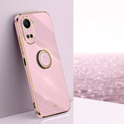 For Huawei nova 10 SE XINLI Straight Edge 6D Electroplate TPU Phone Case with Ring Holder(Cherry Purple)