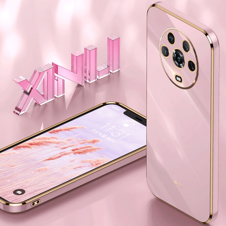 For Honor 70 XINLI Straight Edge 6D Electroplate TPU Phone Case(Cherry Purple)