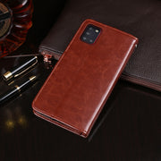 For Galaxy A31 idewei Crazy Horse Texture Horizontal Flip Leather Case with Holder & Card Slots & Wallet(Black)