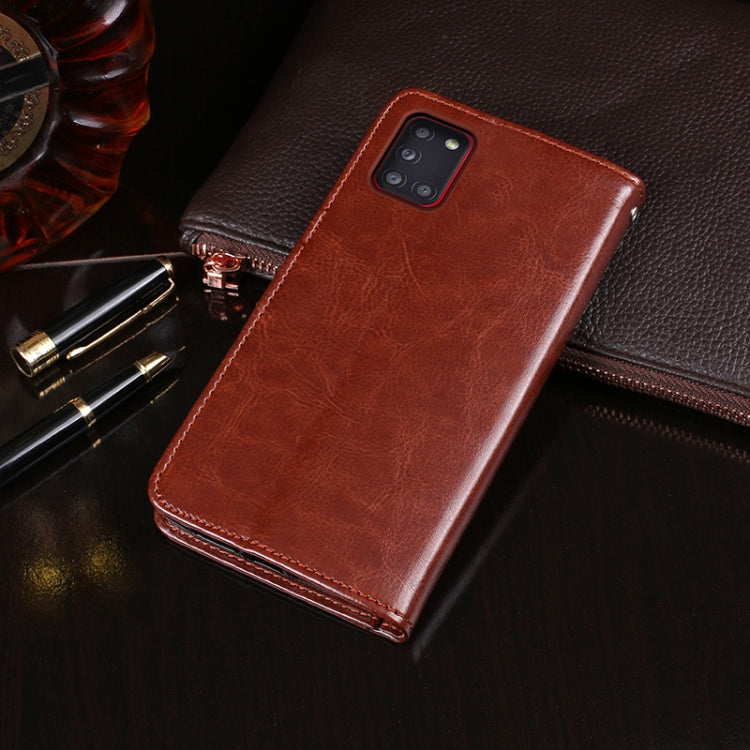 For Galaxy A31 idewei Crazy Horse Texture Horizontal Flip Leather Case with Holder & Card Slots & Wallet(Black)
