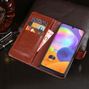 For Galaxy A31 idewei Crazy Horse Texture Horizontal Flip Leather Case with Holder & Card Slots & Wallet(Black)