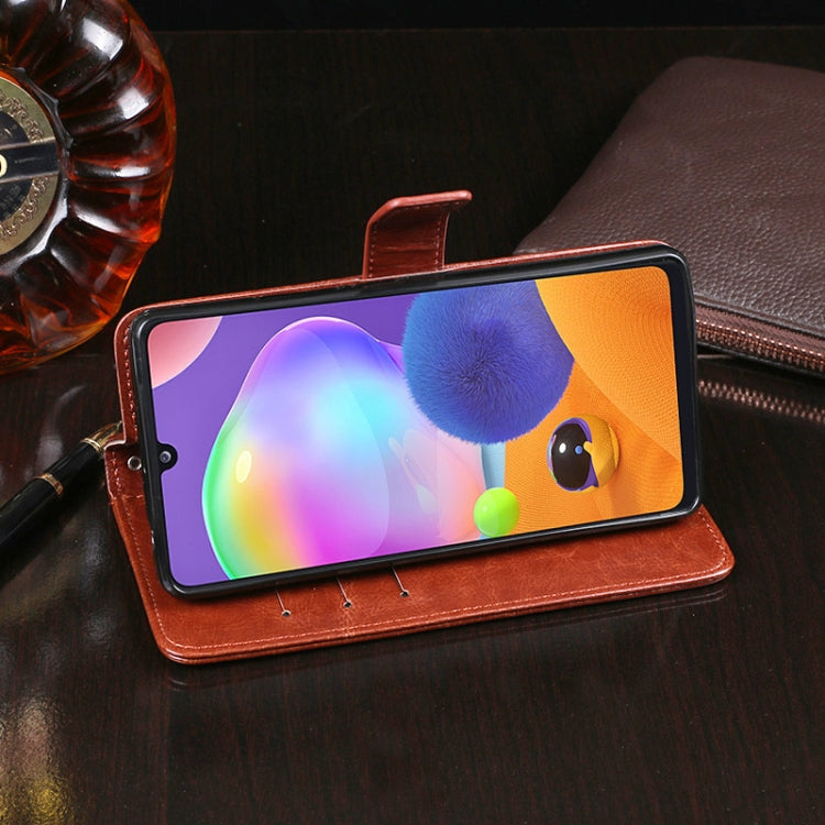 For Galaxy A31 idewei Crazy Horse Texture Horizontal Flip Leather Case with Holder & Card Slots & Wallet(Black)