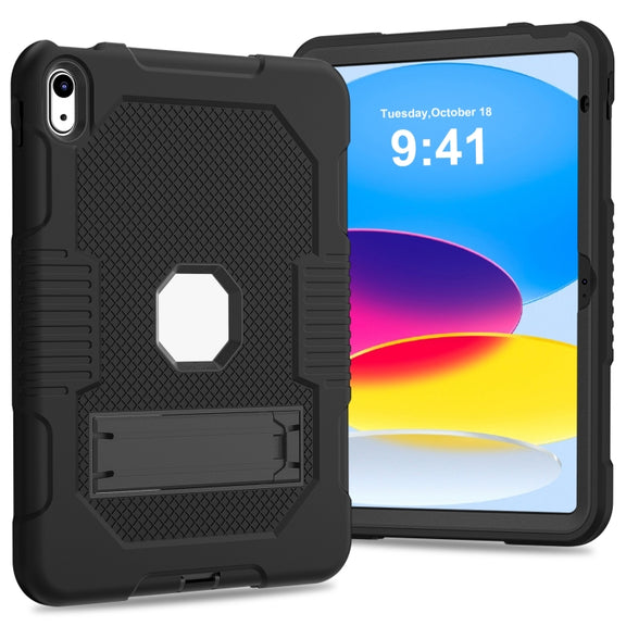 For iPad 2025 / 2022 Contrast Color Robot Silicone + PC Tablet Cas(Black)