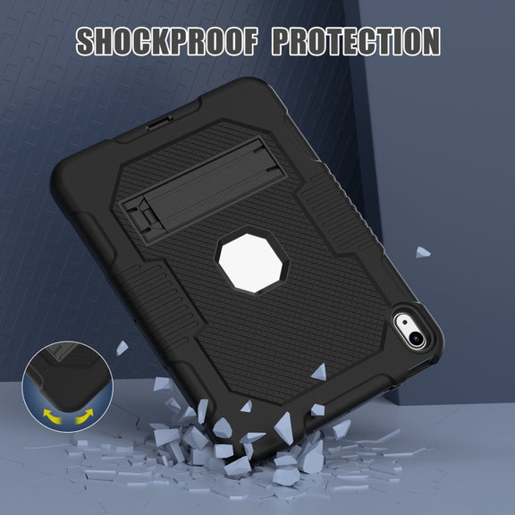 For iPad 2025 / 2022 Contrast Color Robot Silicone + PC Tablet Cas(Black)