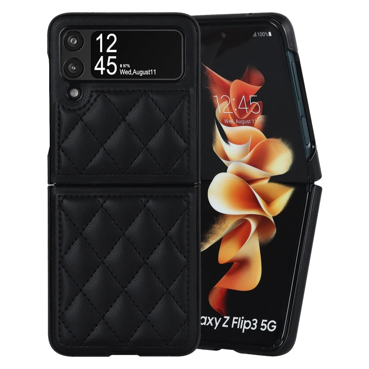 For Samsung Galaxy Z Flip4 Rhombic Microfiber Folding Phone Case(Black)