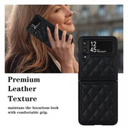 For Samsung Galaxy Z Flip4 Rhombic Microfiber Folding Phone Case(Black)