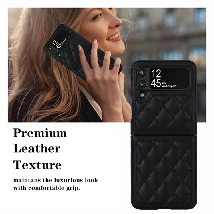For Samsung Galaxy Z Flip4 Rhombic Microfiber Folding Phone Case(Black)