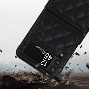 For Samsung Galaxy Z Flip4 Rhombic Microfiber Folding Phone Case(Black)