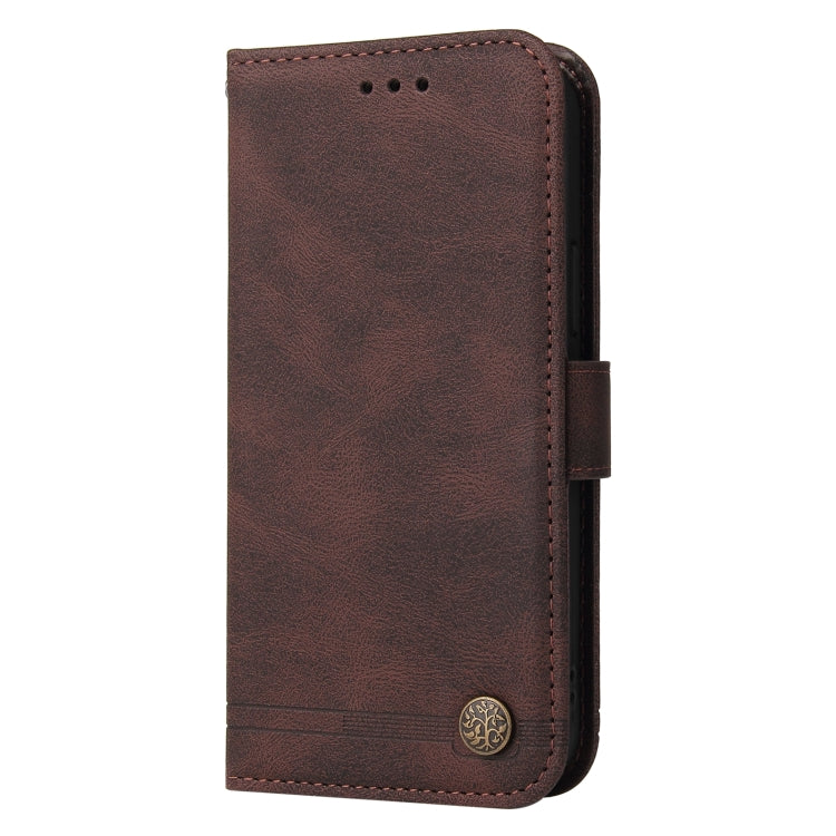For Huawei nova Y61 Skin Feel Life Tree Metal Button Leather Phone Case(Brown)
