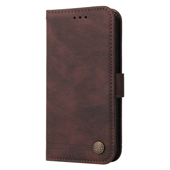 For Huawei nova Y61 Skin Feel Life Tree Metal Button Leather Phone Case(Brown)