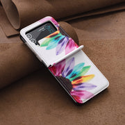 For Samsung Galaxy Z Flip3 5G Colored Drawing Invisible Magnetic Leather Phone Case(Sun Flower)