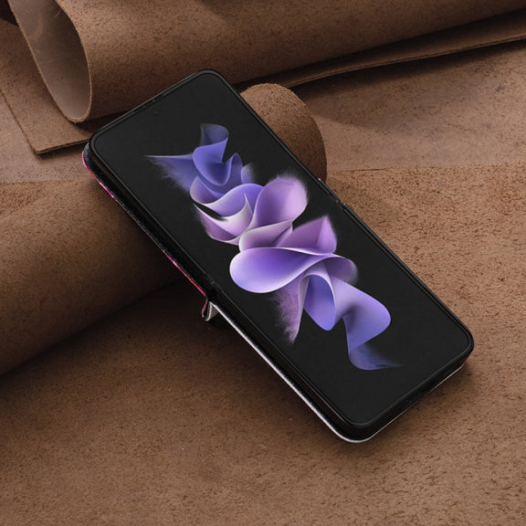For Samsung Galaxy Z Flip3 5G Colored Drawing Invisible Magnetic Leather Phone Case(Sun Flower)