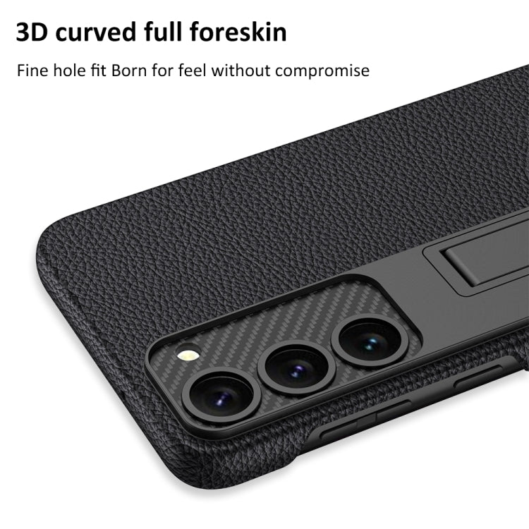 For Samsung Galaxy S23+ 5G GKK Plain Leather Shockproof Phone Case with Holder(Black)