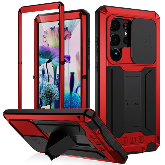 For Samsung Galaxy S23 Ultra 5G R-JUST Sliding Camera Design Life Water-resistant Dustproof Shockproof Phone Case(Red)