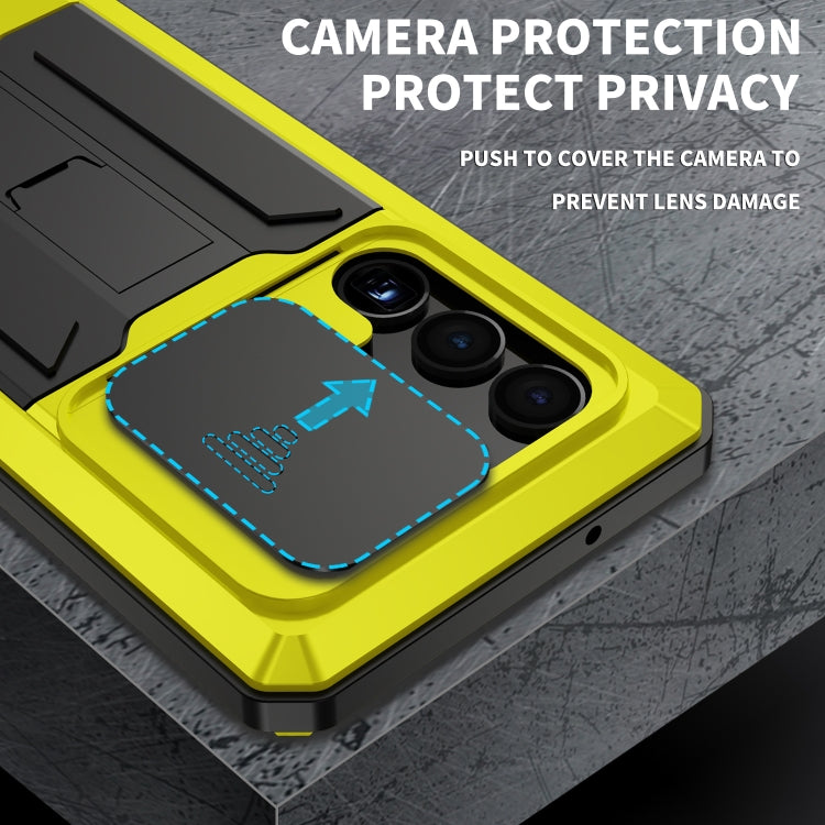 For Samsung Galaxy S23 Ultra 5G R-JUST Sliding Camera Design Life Water-resistant Dustproof Shockproof Phone Case(Yellow)