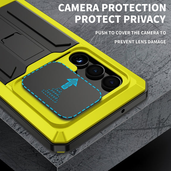 For Samsung Galaxy S23 Ultra 5G R-JUST Sliding Camera Design Life Water-resistant Dustproof Shockproof Phone Case(Yellow)