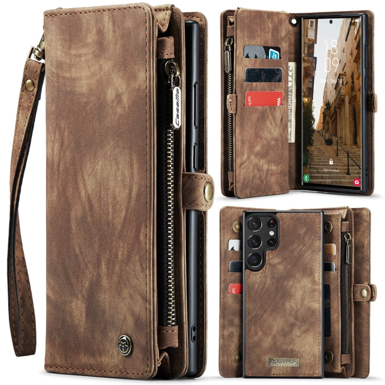 For Samsung Galaxy S23 Ultra 5G CaseMe 008 Detachable Multifunctional Leather Phone Case(Brown)
